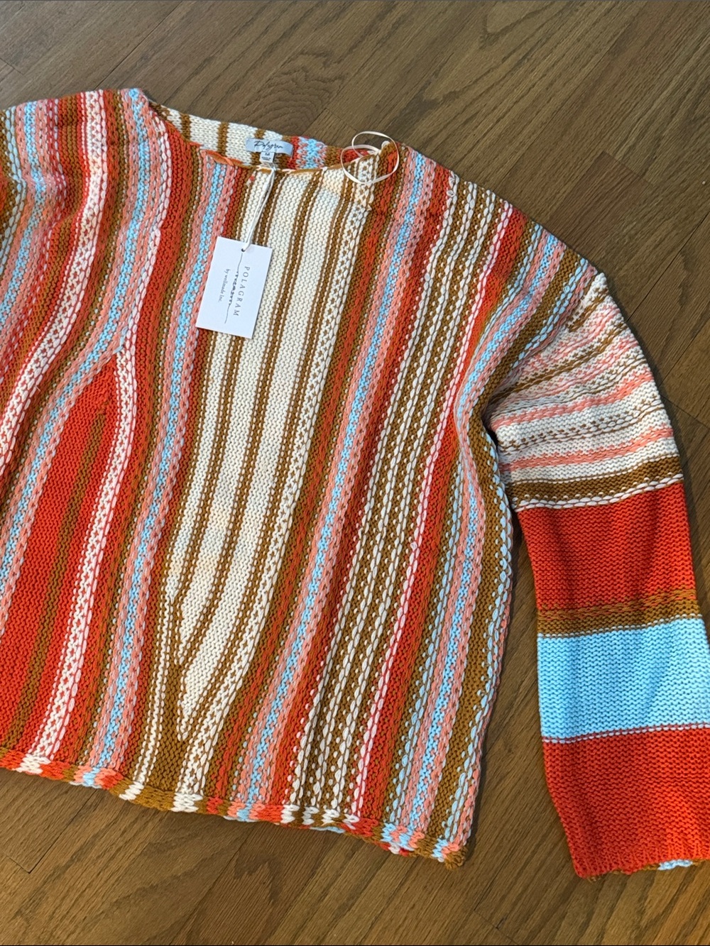 Polagram Striped Crewneck Sweater in Orange, Red, Cream and Blue | Hippie | L